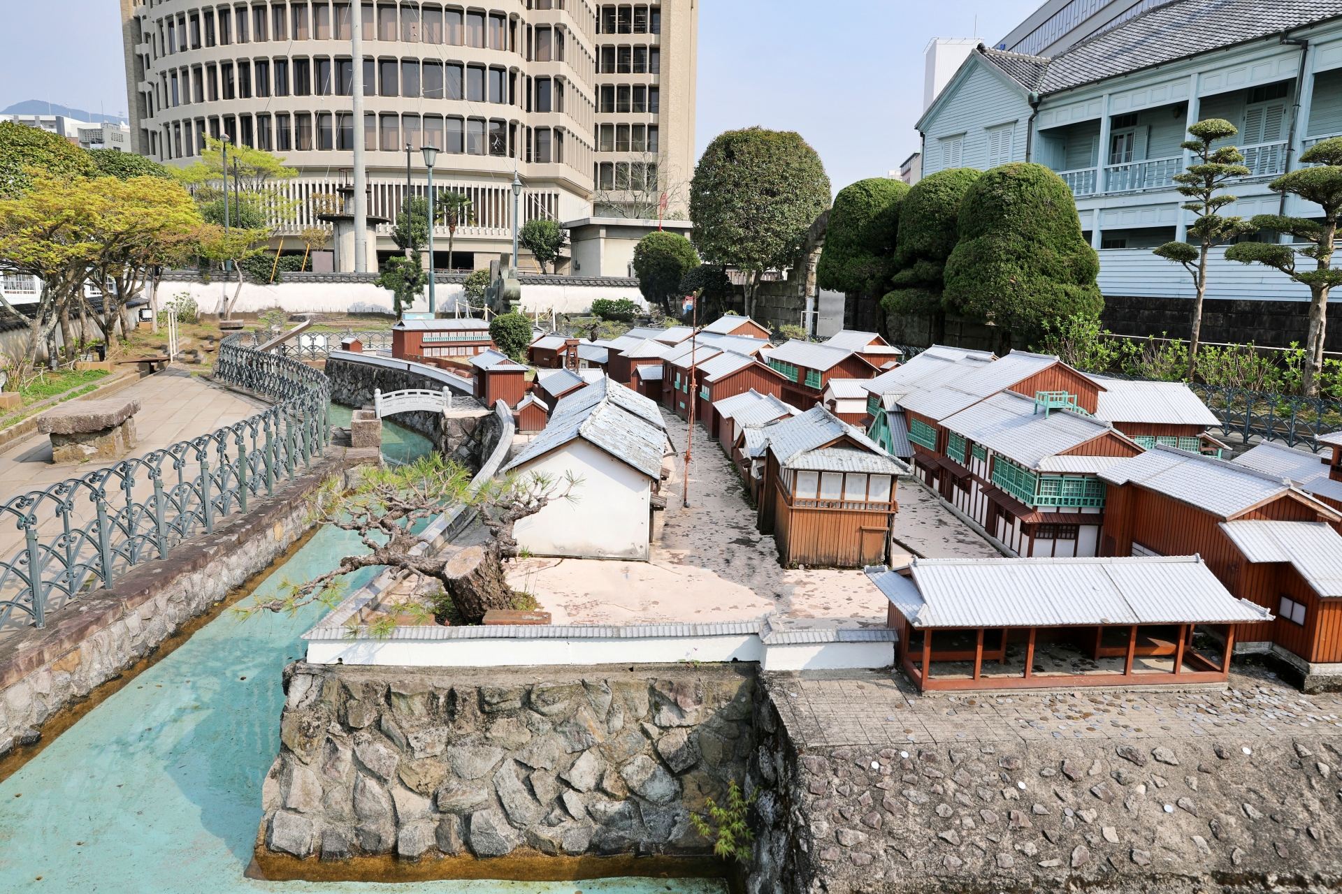 Scale model of Dejima, the historic Dutch trading post in Nagasaki