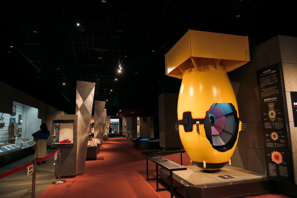 Scale model of the atomic bomb displayed at the Nagasaki Atomic Bomb Museum