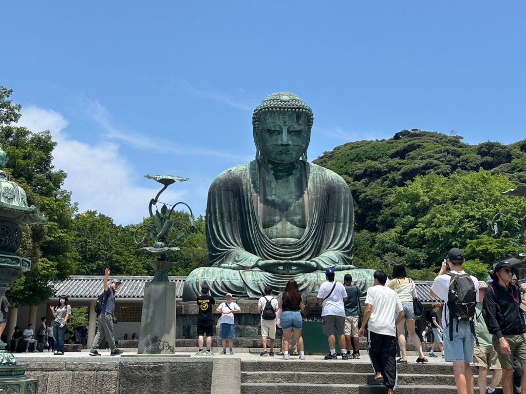The Great Buddha (Daibutsu) of Kamakura, a 13th-century bronze Buddhist statue at Kōtoku-in Temple in Kamakura, Japan.